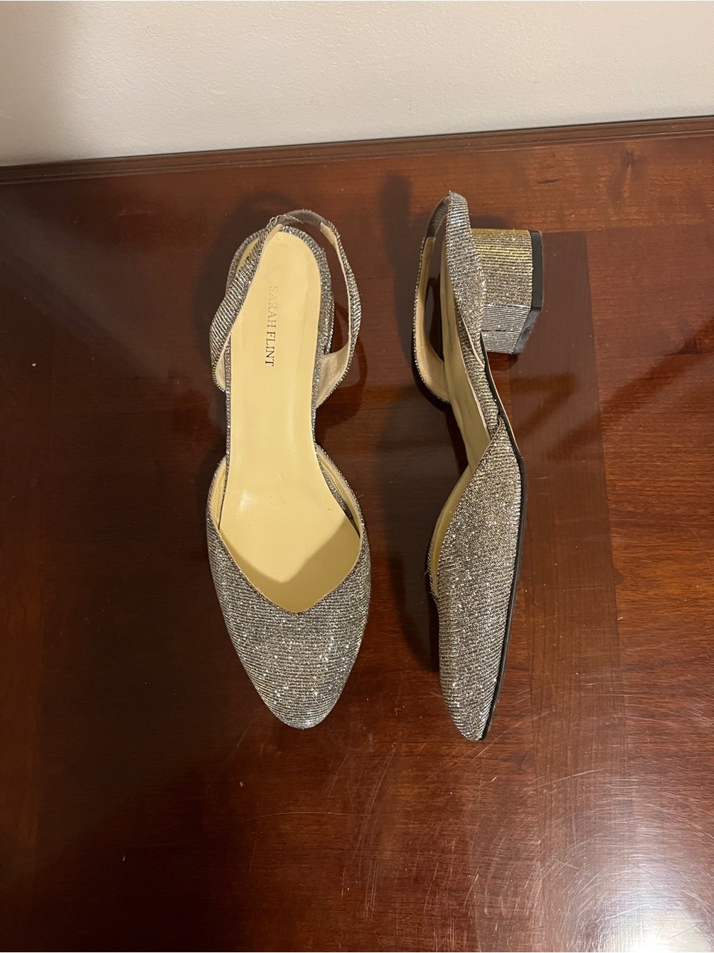 Sarah Flint - Sparkle Lame Slingback Block Heel Pumps -  (US 10 / EU 41)